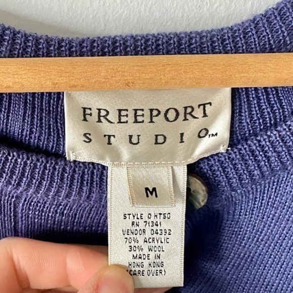 Y2K Vintage Wool-blend Freeport Studio Long Cardigan Women Medium Purple - Picture 3 of 9